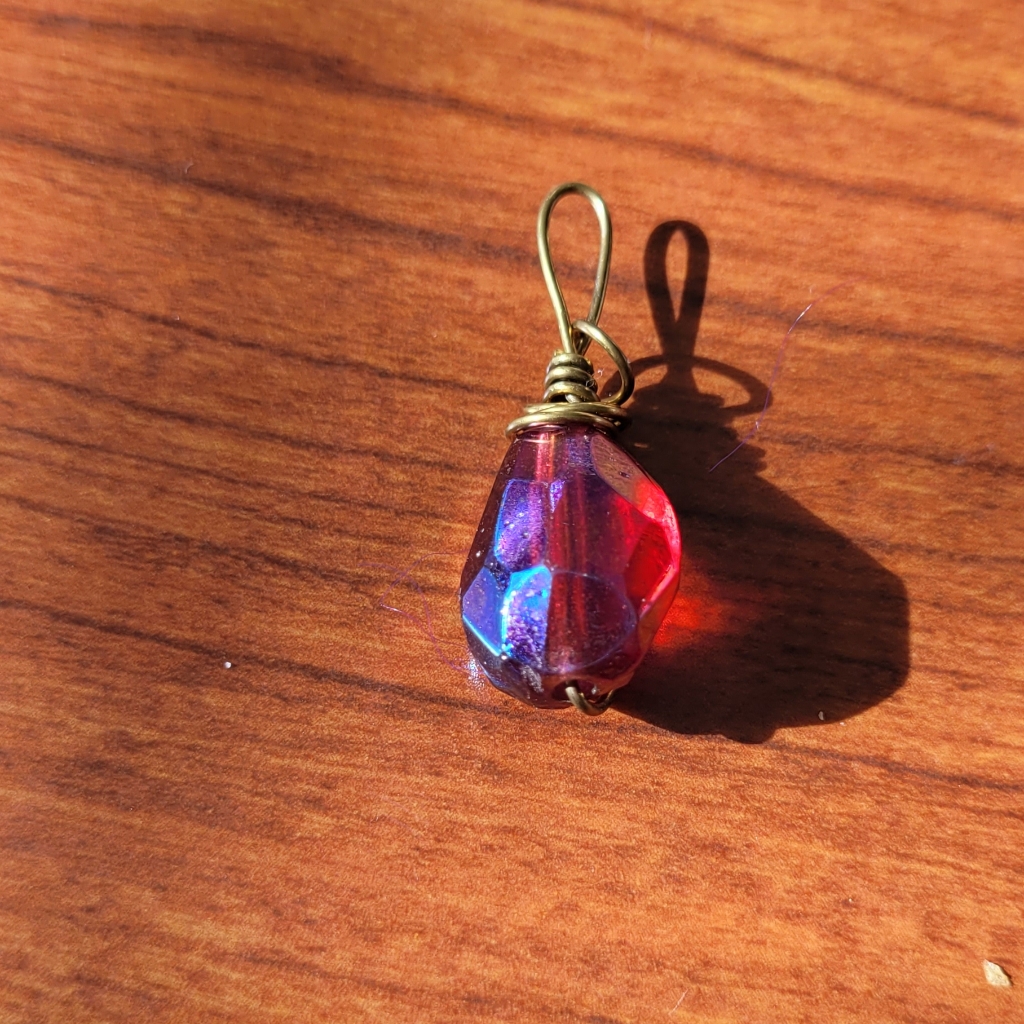 Wire Wrapped Faceted Glass Pendant